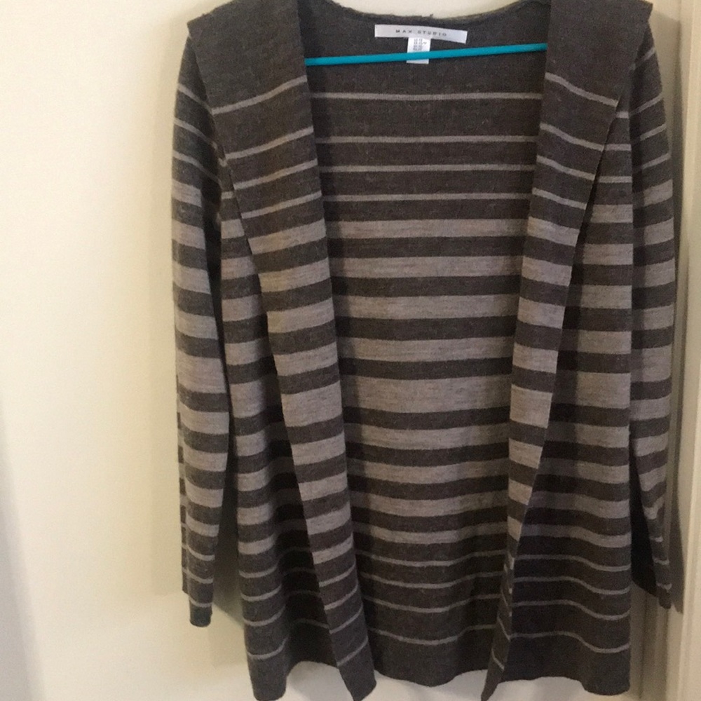 Max Studio Brown Cardigan Hoodie SZ Small Womens